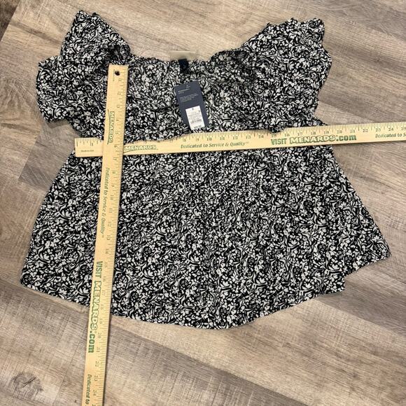 Wild Fable Women's Ruffle Short Sleeve Blouse, Black And White Small New - Picture 6 of 6